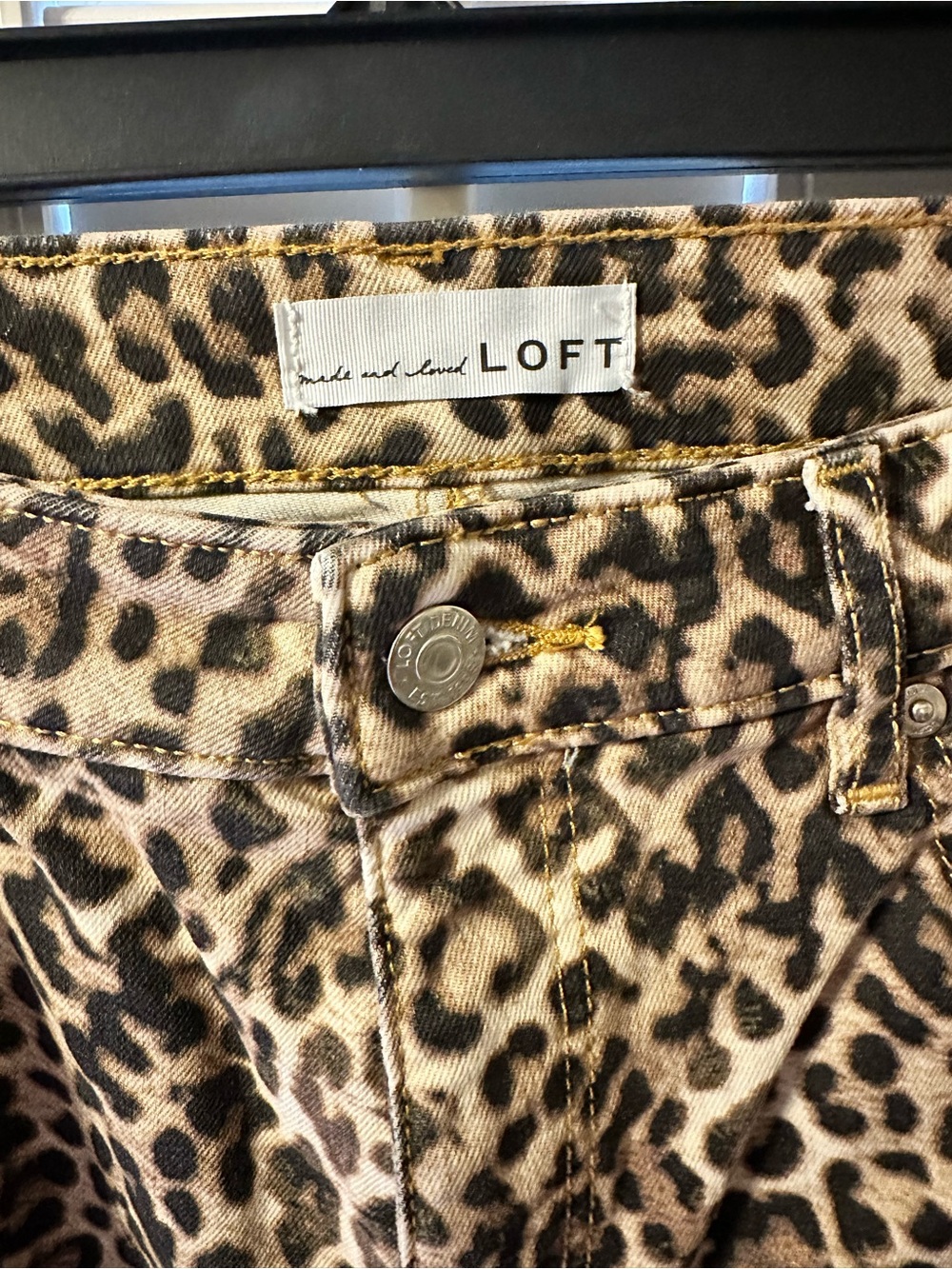 LOFT Leopard-Print Wide Leg Jeans in Brown and Black - Picture 2 of 2